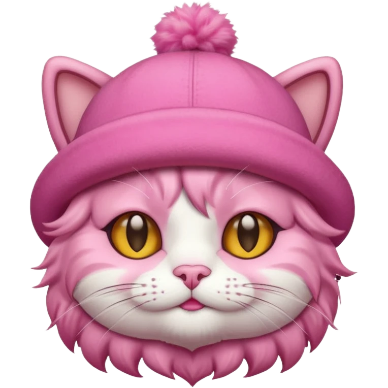 Pink cat wearing a hat  emoji