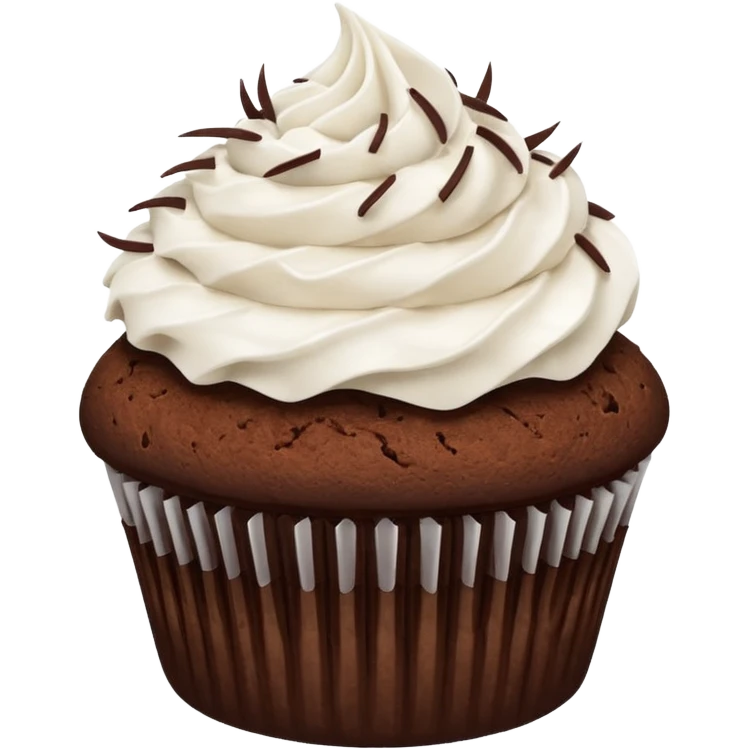 Chocolate cupcake with coconut frosting & coconut flakes emoji