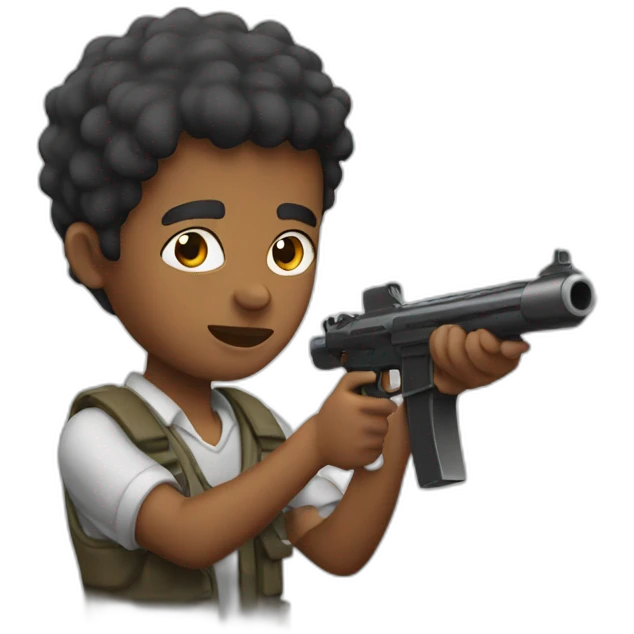young guy shooting emoji