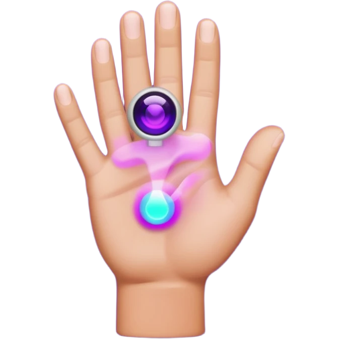 A hand with a thermal camera effect, purple color emoji