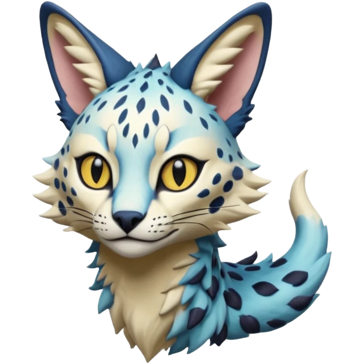 Epic complex detailed aesthetic-scenic-Fakémon-Trico-Sergal-Serval-Vernid-creature emoji