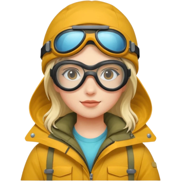 girl in parka, wearing goggles emoji