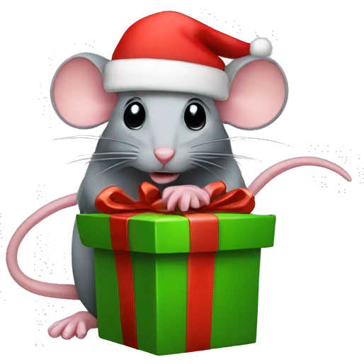 mouse with santa hat and Christmas Gifts  emoji