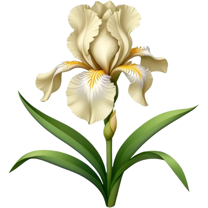 big bouquet Cream Iris, luxuriant, leaf, bud emoji