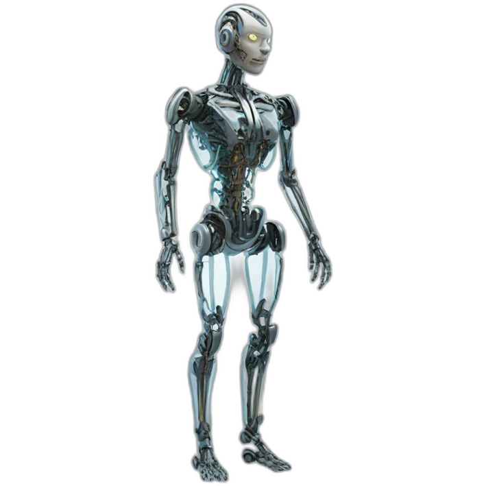 Biomechanical see through human machine hybrid emoji