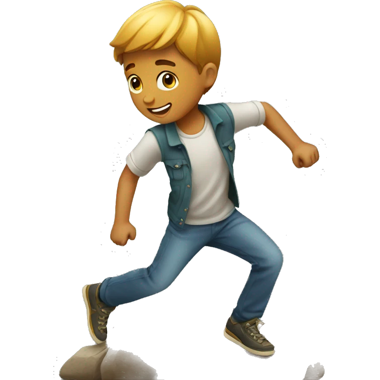 A boy skipping a rock emoji