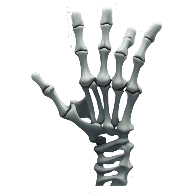 Skeleton hand with 2 fingers up emoji