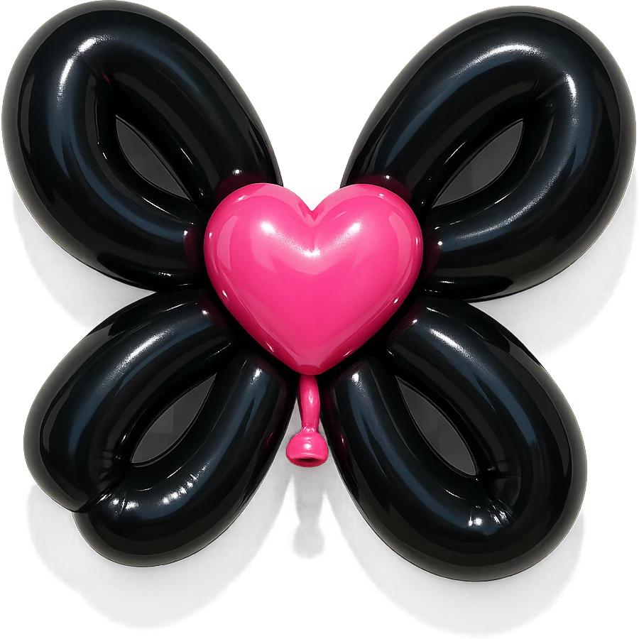 gothic hair clip, shiny, inflated look, playful, exaggerated features, black and pink emoji