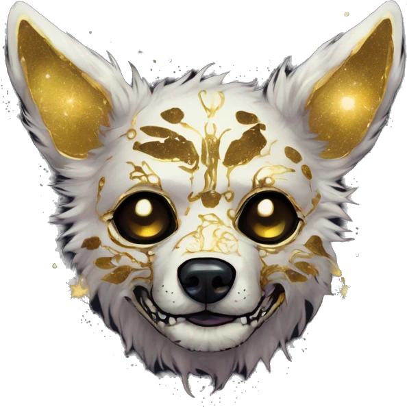 iridescent kintsugi fluffy zombie black brown gold dog fox head zombie skeleton gold mechanical nebula galaxy stars colorful flowers fairy lights vintage zombie emoji