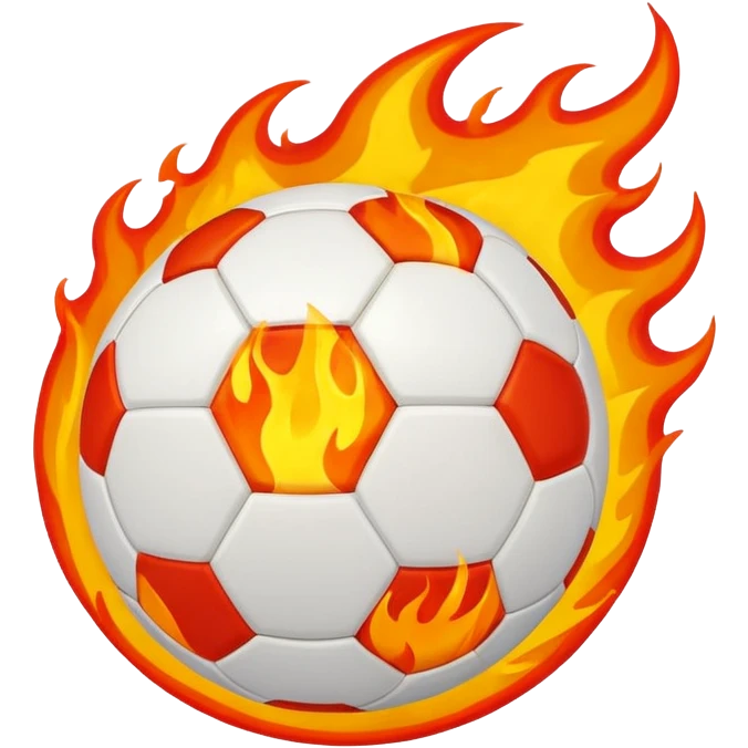 soccer ball surrounded by flames emoji
