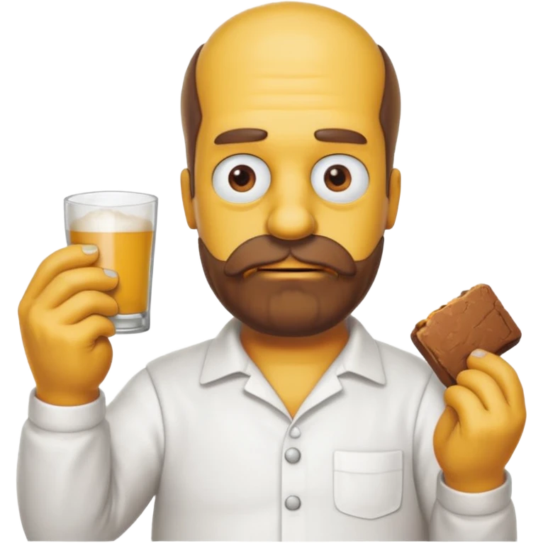 homer simpson white shirt beard an mustache must be one single brown piece not separated emoji
