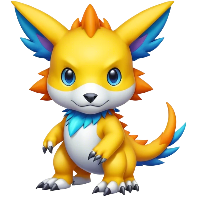 Cute cool colorful Digimon-animal-hybrid full body emoji