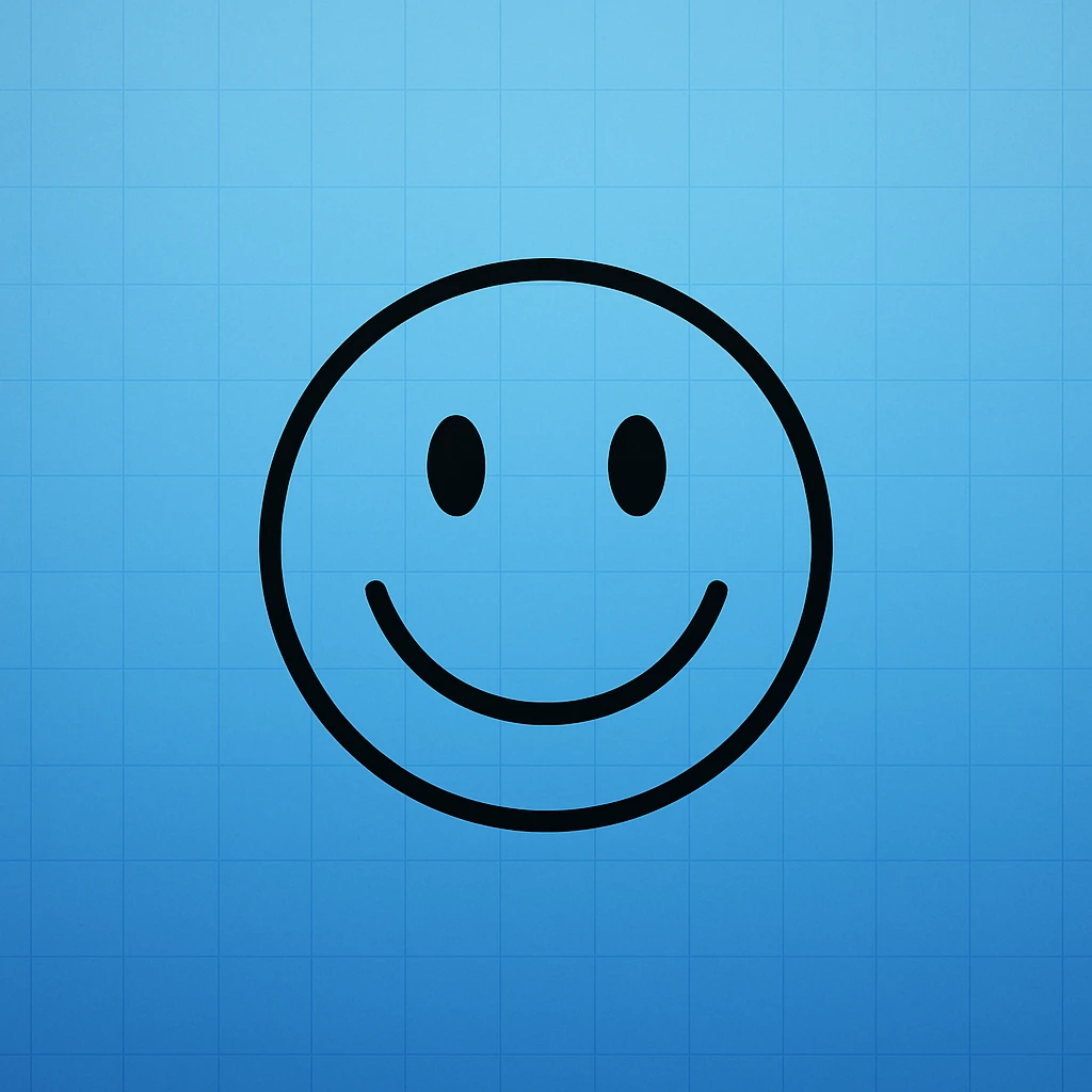 Frame 4: Background is mostly gradient, blue tint increasing, first faint grid lines appear, smiley face unchanged emoji