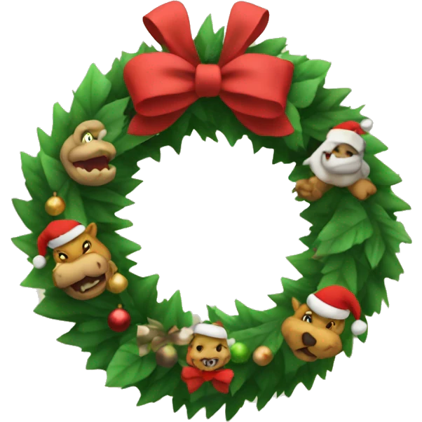 Christmas wreath with beige bowser  emoji