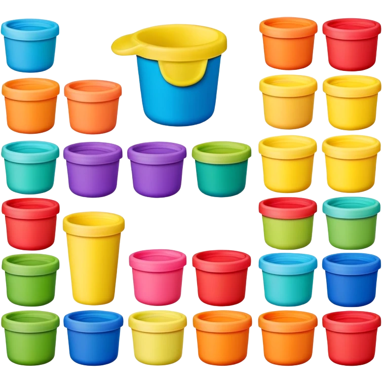 Play-Doh containers with colorful clay emoji