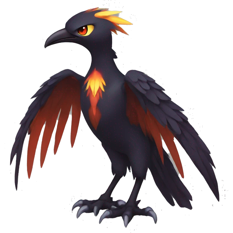 Fantasy legendary dark bird shadow-type-Phoenix Fakemon full body emoji