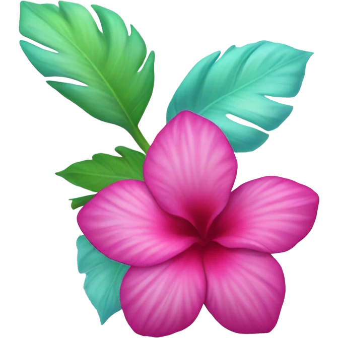 Realistic magenta,hot pink,tiffany blue and mint green Hawaiian flower isolated.  emoji