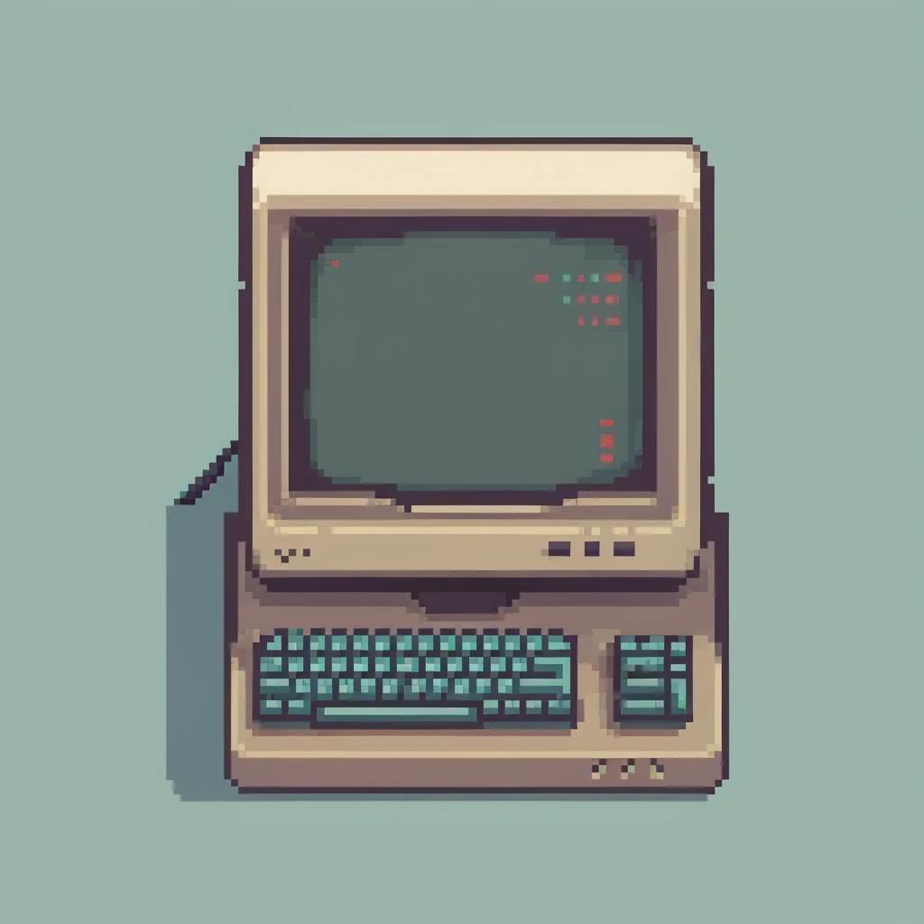 retro computer with code on screen emoji