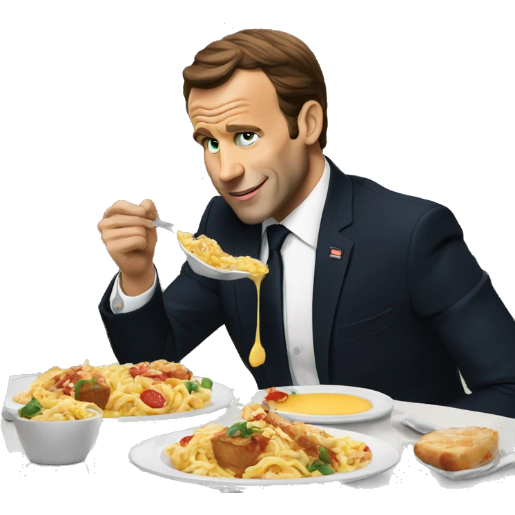 Macron doing diner emoji