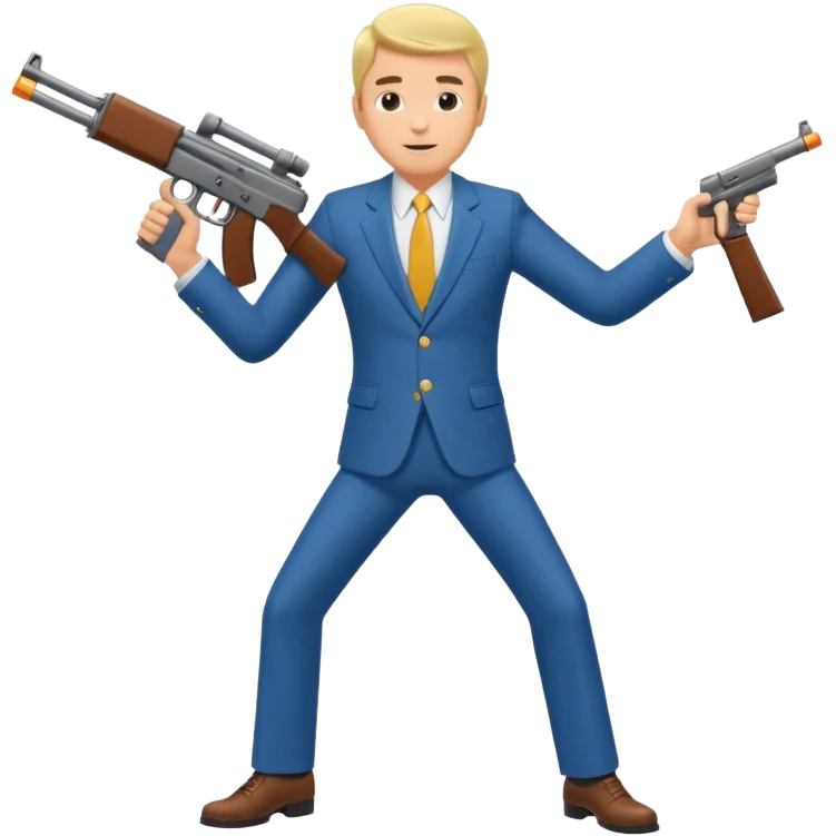 Yodeling mountain climber in Switzerland with a machine gun pointing to the right, full body. in the style of your bleeding skull art make him look like the price is right game emoji