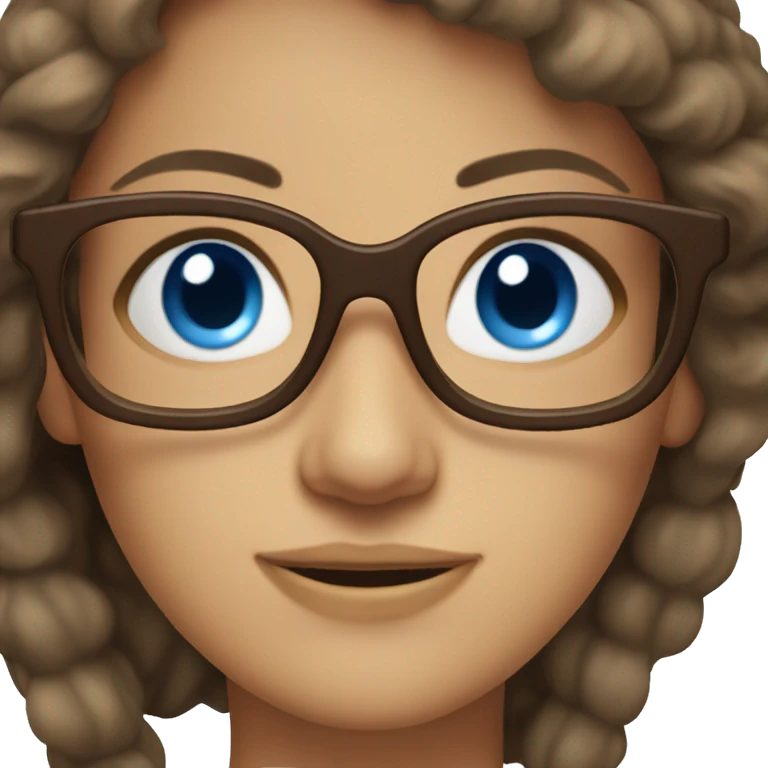 brown haired woman blue eyes glasses overwei emoji