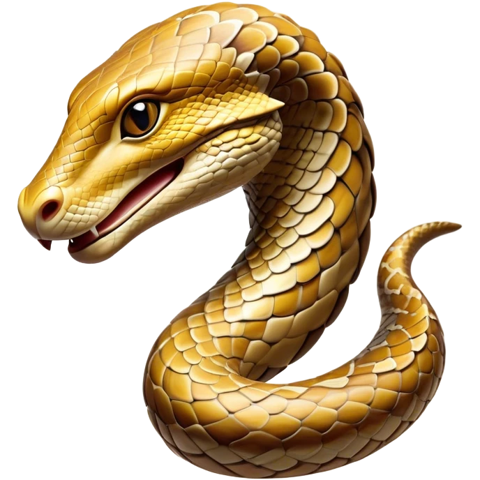 Cinematic Noble Python Portrait Emoji, Poised and regal, with a powerful, sinuous body adorned in intricate scale patterns and piercing, focused eyes, Simplified yet sharp and sophisticated features, highly detailed, glowing with a soft, earthy glow, high shine, intelligent and formidable, stylized with an air of primal elegance, focused and commanding, soft glowing outline, capturing the essence of a watchful and confident serpent that appears ready to coil out of the screen with effortless authority! emoji