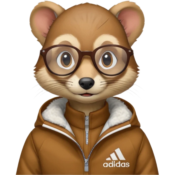 I need a weasel with glasses in an adidas jacket emoji