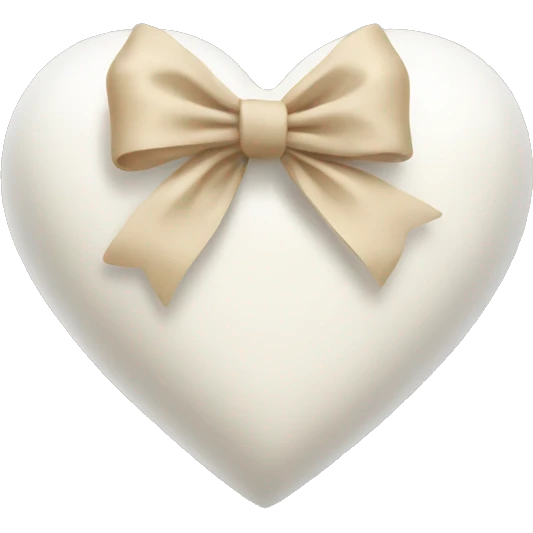 white heart with beige bow emoji