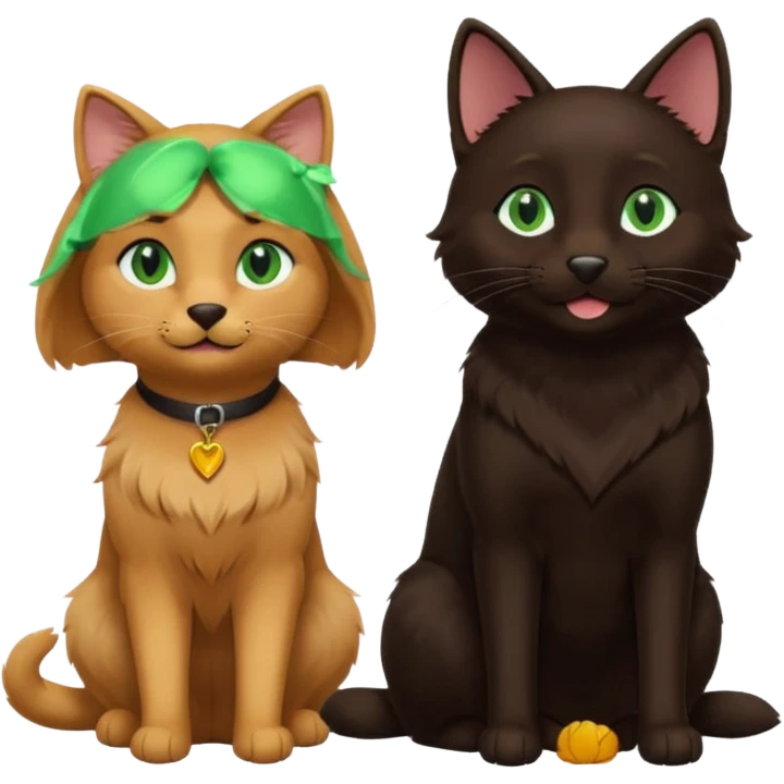 black cat and brown retriever emoji