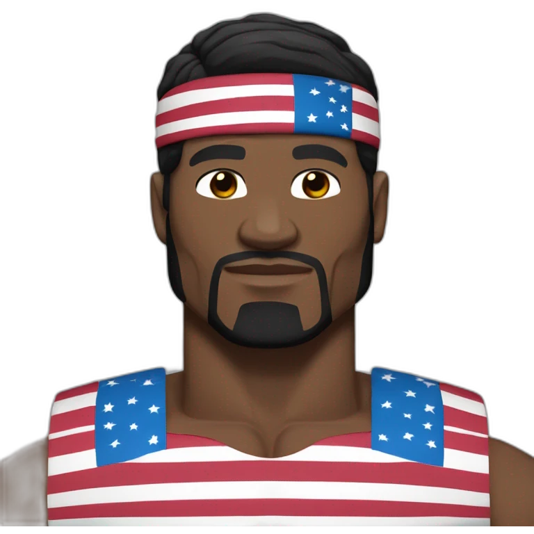 Terry crews muscular with long straight black hair and flag headband emoji