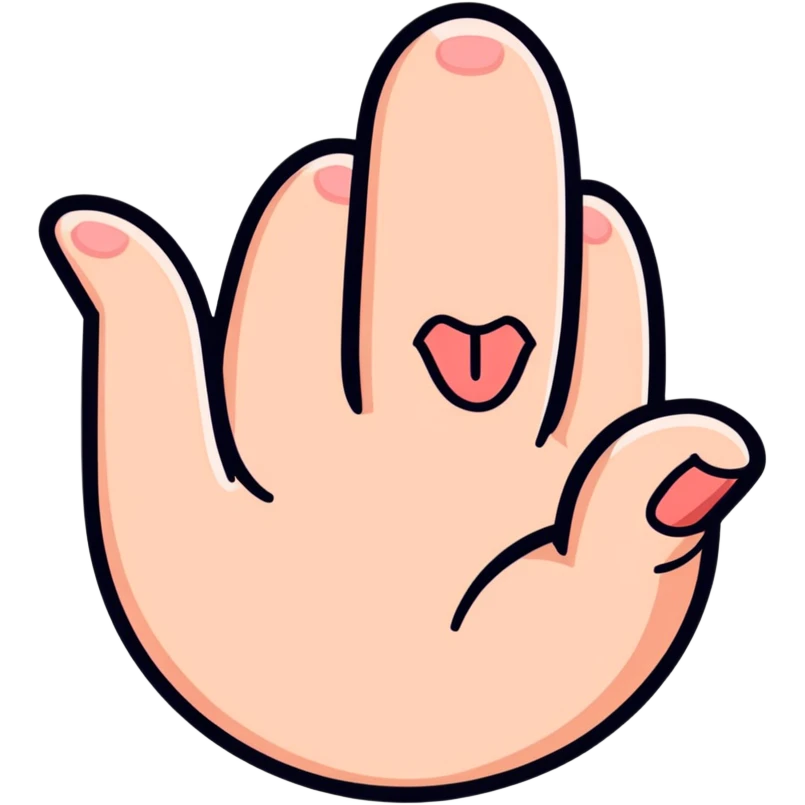 A tongue in between two fingers emoji
