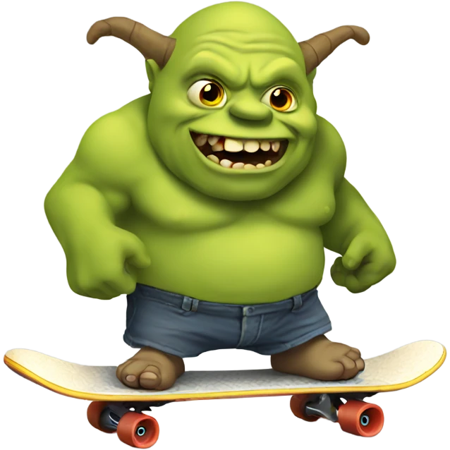 Ogre on a skateboard emoji