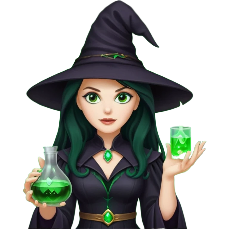 Nicole Kidman making green glowing potion in witch costume emoji