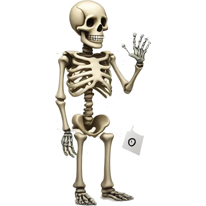 skeleton with thank you sign emoji