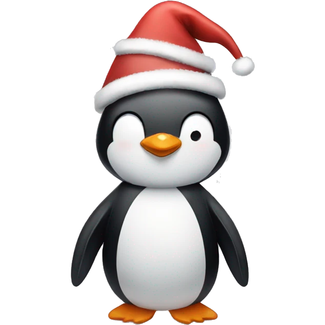Penguin with Christmas hat emoji
