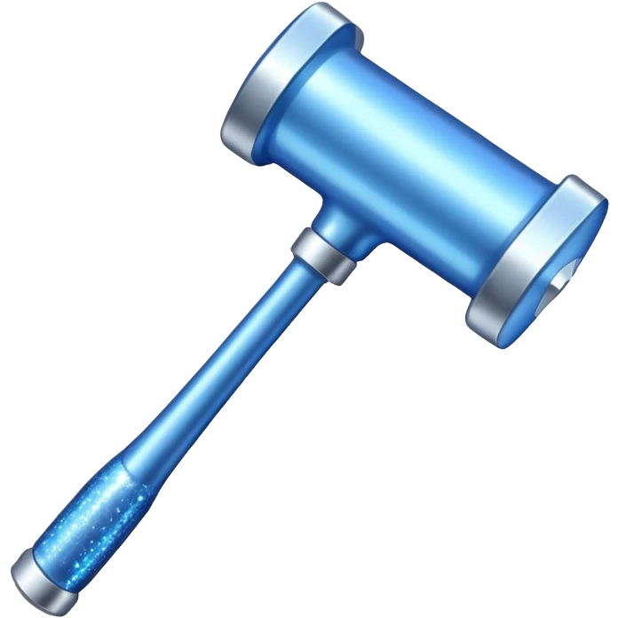 blue hammer with sparkles, shiny emoji
