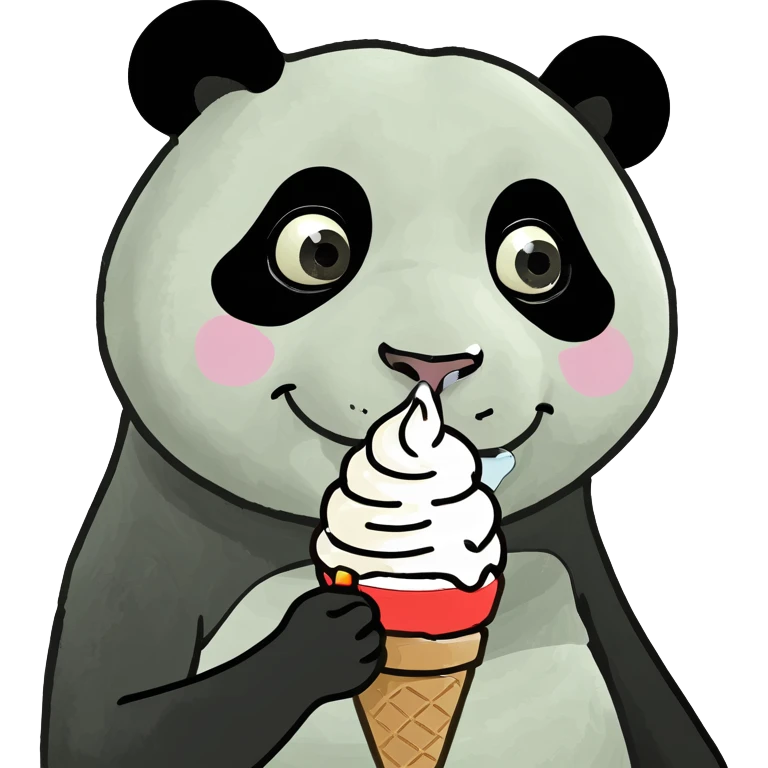 Panda eating ice cream emoji
