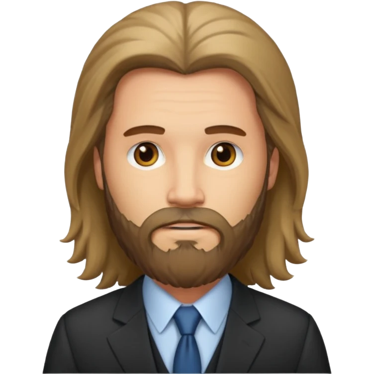 long haired bearded man with suit emoji