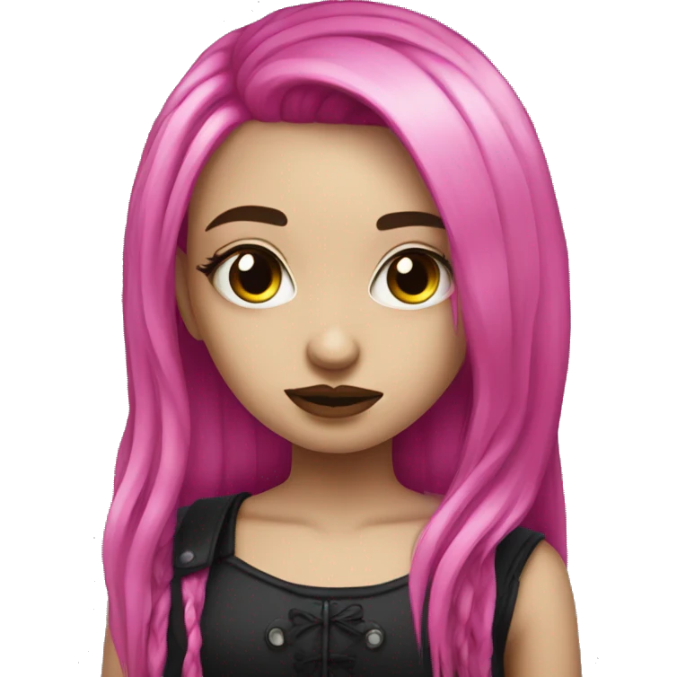 Cute goth with long hot pink hair  emoji