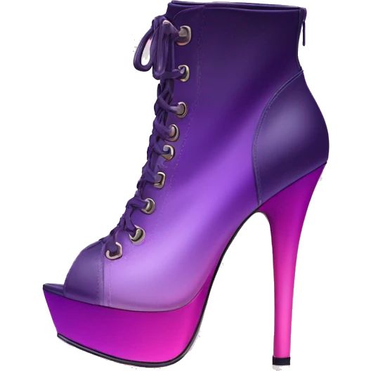 Realistic isolated top view of a pair of royal purple,pink,lavender magenta ombre peep toe high heel ankle bootie boots. emoji