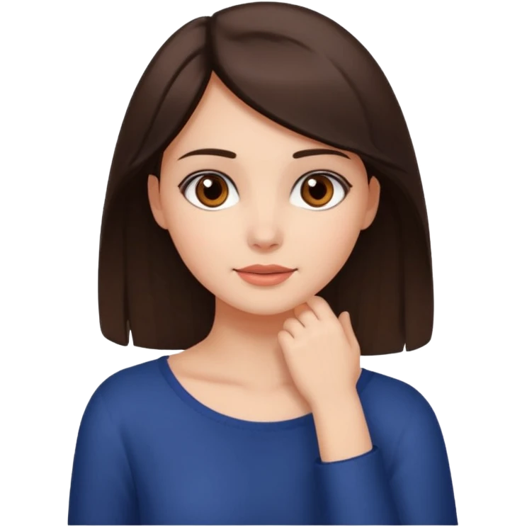 Brunette girl with hand on around neck emoji