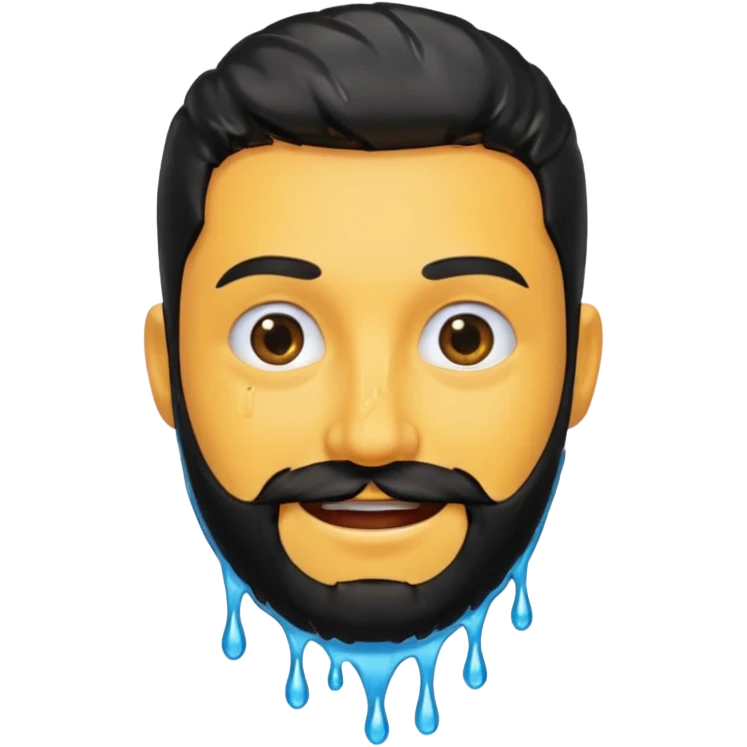 Smiling with black beard that is dripping wet emoji
