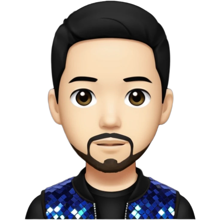 Mike Shinoda from Linkin Park with black hair, black sequin outfit emoji