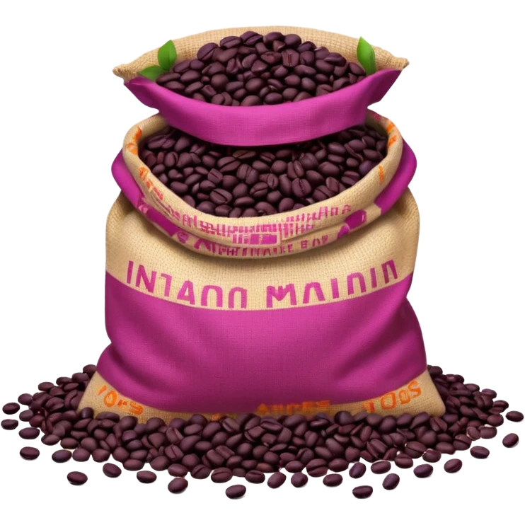 Bag of purple coffee beans on the floor emoji