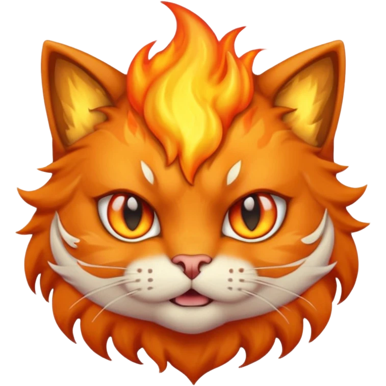furious cat with flames emoji