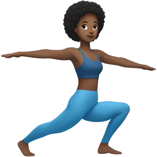 black haired girl doing yoga with blue crop top and blue pants emoji