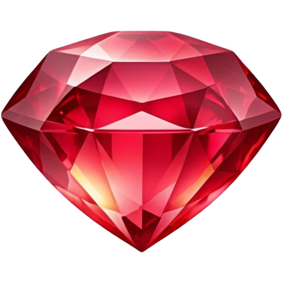 Cinematic Realistic Ruby Emoji, Deep and rich, with a smooth, polished surface gleaming in brilliant red, the facets catching light and casting fiery reflections. The rich color seems to glow with an inner warmth, while a soft, subtle shimmer highlights the edges. Soft glowing outline, capturing the essence of passionate beauty and timeless elegance in a precious ruby. emoji