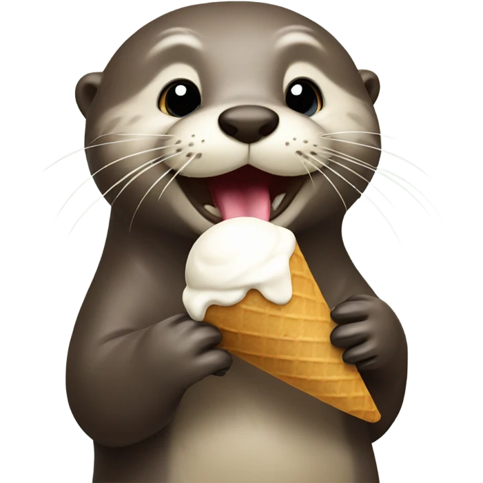 Otter eats icecream emoji