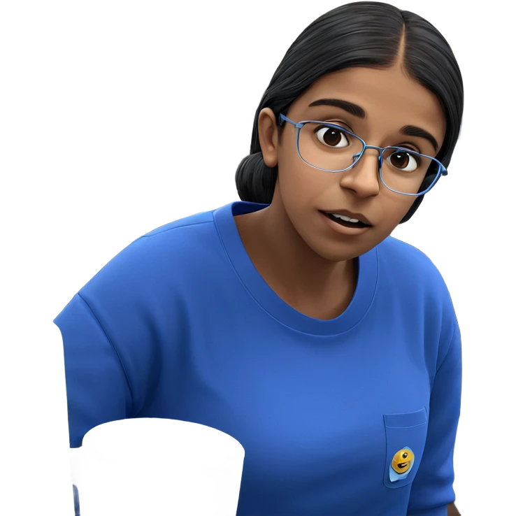 girl in blue shirt indoors emoji