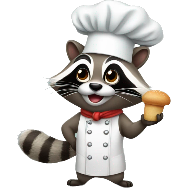 racoon with chef hat doing chef kiss gesture emoji